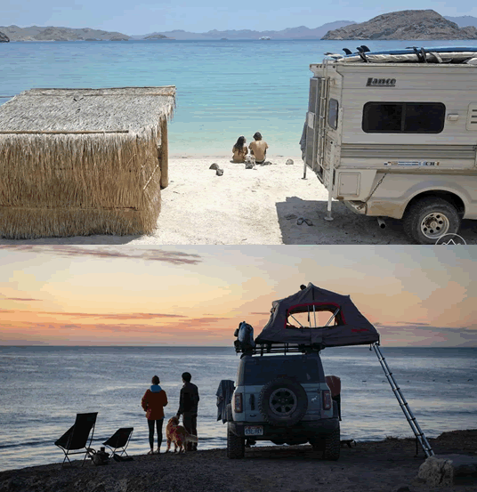 acampando en la playa