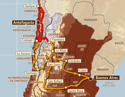 Recorrido Dakar 2010